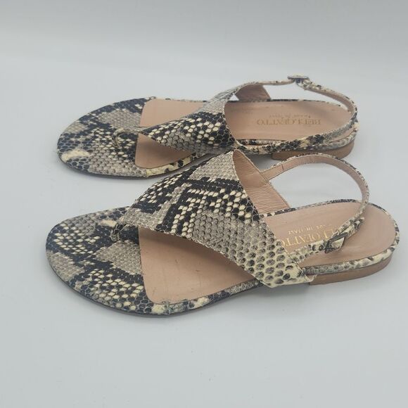 Bellofatto Italian Leather Snakeskin Strappy Sandals Women’s 7 EU 38 Slip On - Picture 2 of 7